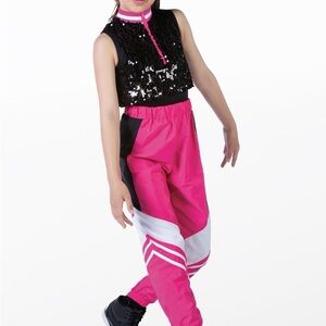 Weissman Black Sequin and Pink Dance Costume